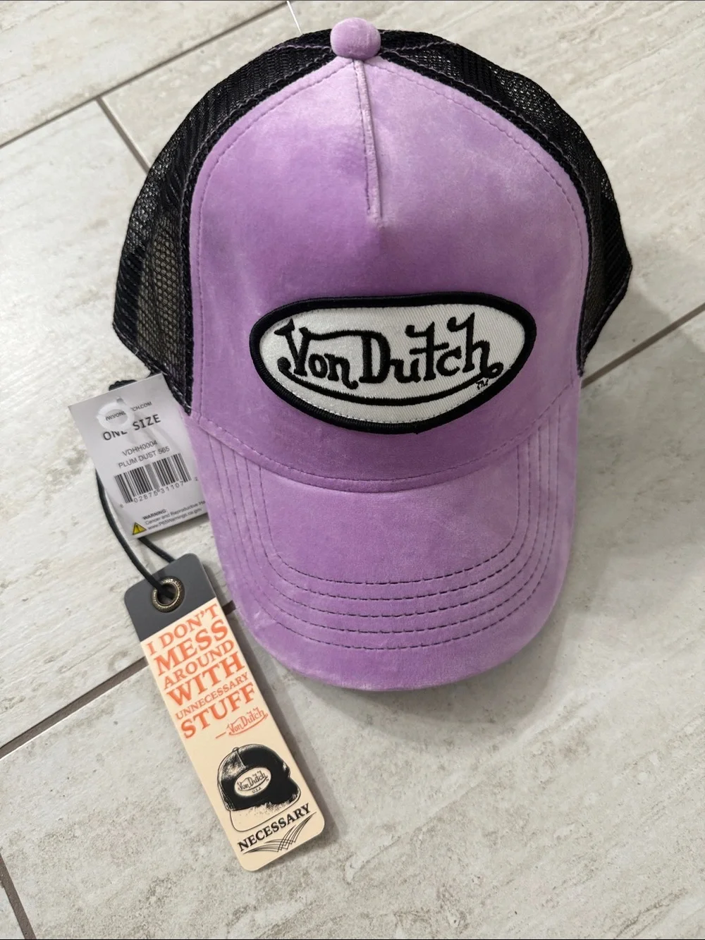 Von Dutch Lavender & Black Mesh Logo Cap nwt ..one size …unisex